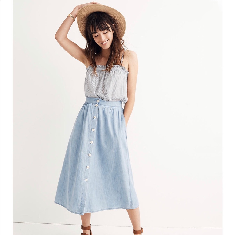 Palisade Button-Front Midi Skirt in Indigo